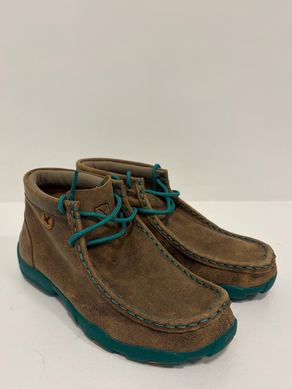 Twisted X Chukka Driving Moc Boots size 2 youth Kids YDM0017 Bomber & Turquoise